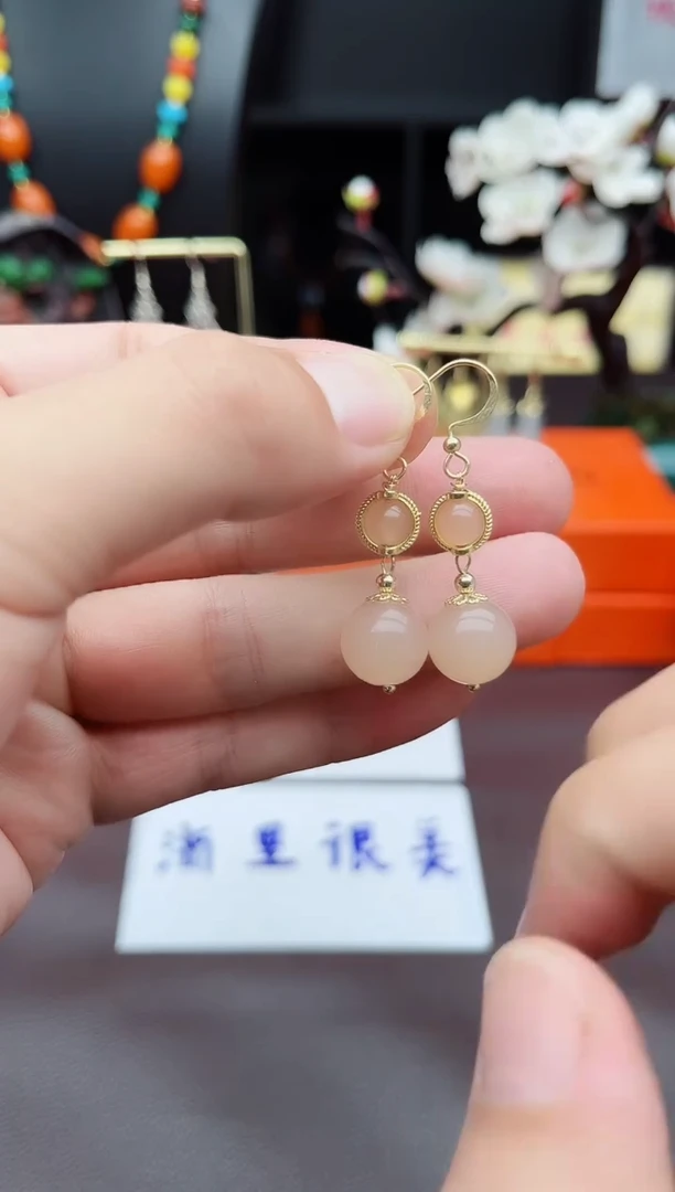 玛瑙/玉髓耳饰银S925镶嵌528000