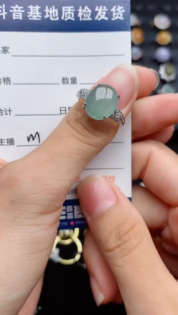银S925镶嵌戒指翡翠...