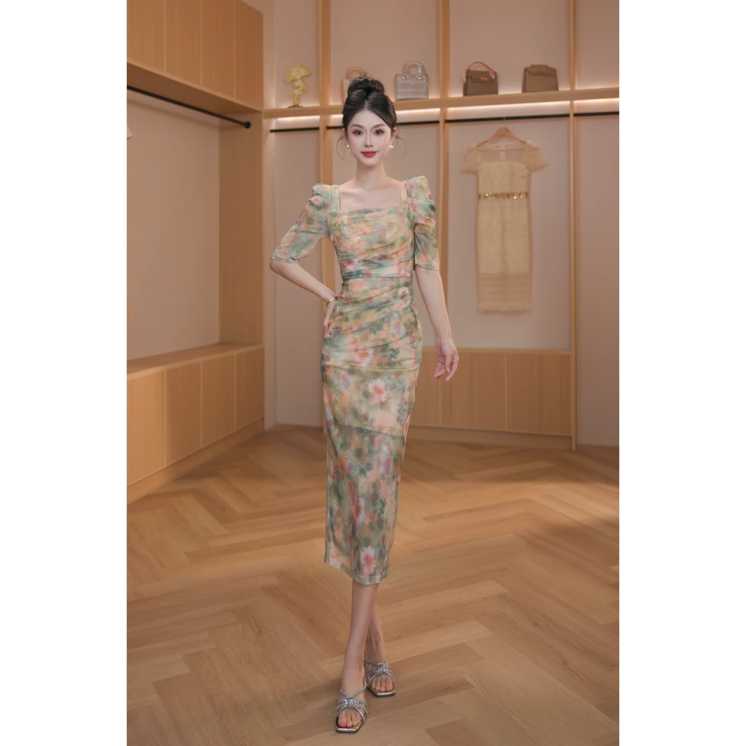 【设计师定制】新款碎花高腰气质纯欲风小众轻奢连衣裙10134 /10135