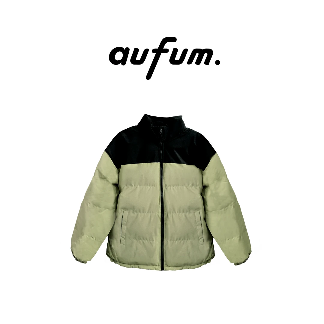 aufum大码男装棉服时尚长袖拼接立领加厚保暖棉服上装厚款男秋冬