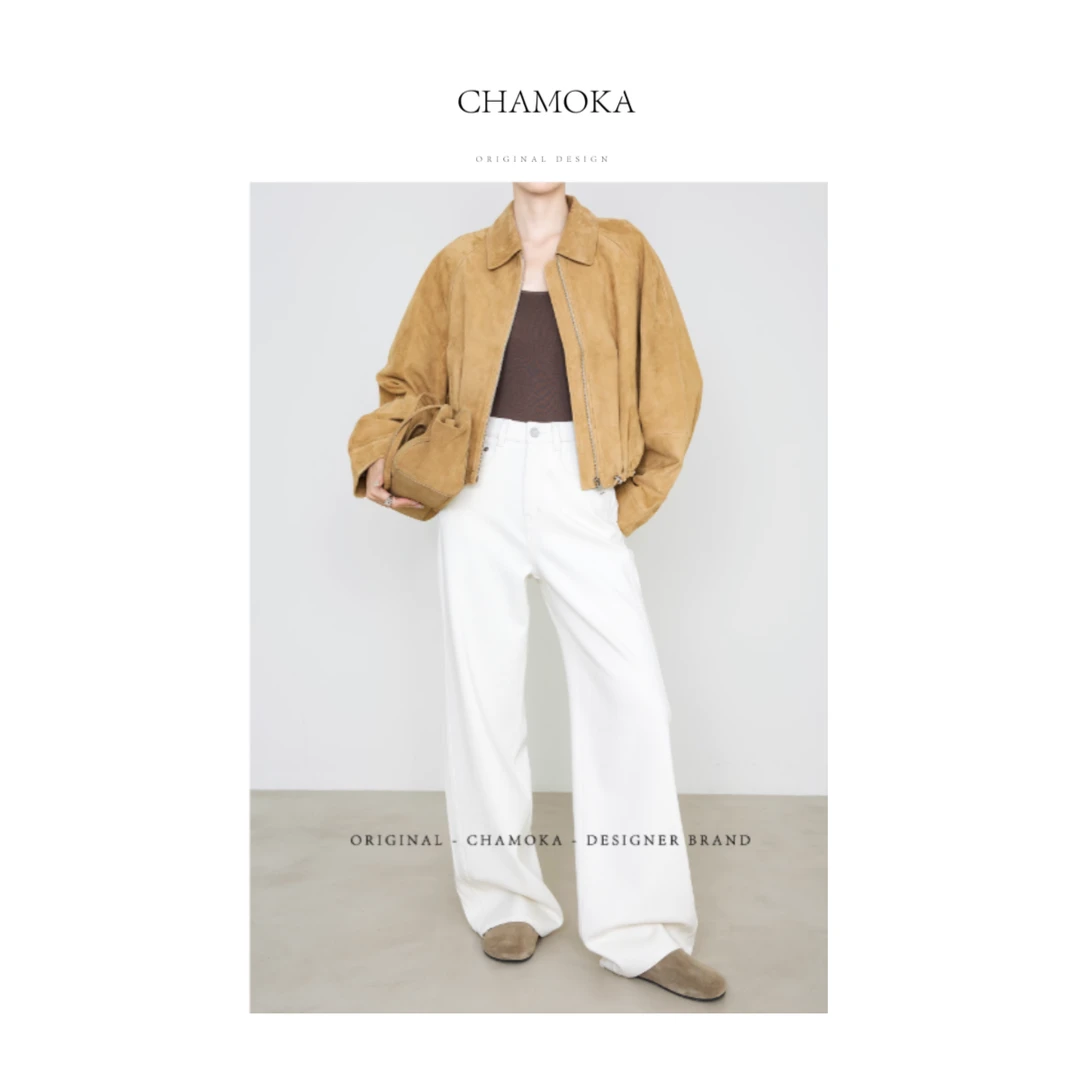 【夏莫卡】极简轻奢百搭显瘦高腰时髦直筒时尚牛仔裤N6828