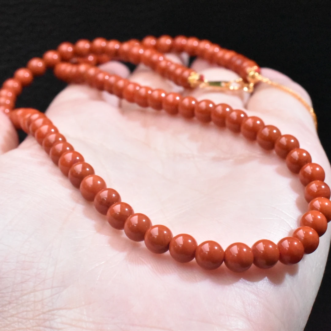 【一九珠宝】S925银南红瓦西项链-卡5mm  YJ128