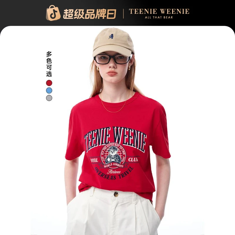 *Teenie Weenie小熊T恤25潮流美式学院运动圆领短袖女TTRW256316I