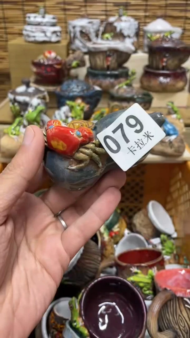 蝌*079精美粗陶手工柴烧
