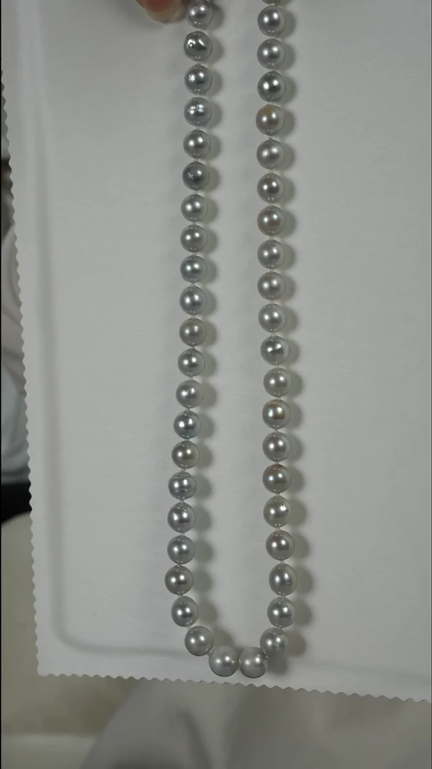 项链银S925镶嵌海水珍珠AK真多麻8-8.5mm