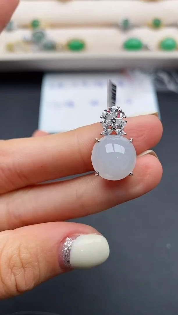 银S925镶嵌戒指翡翠8888888+3