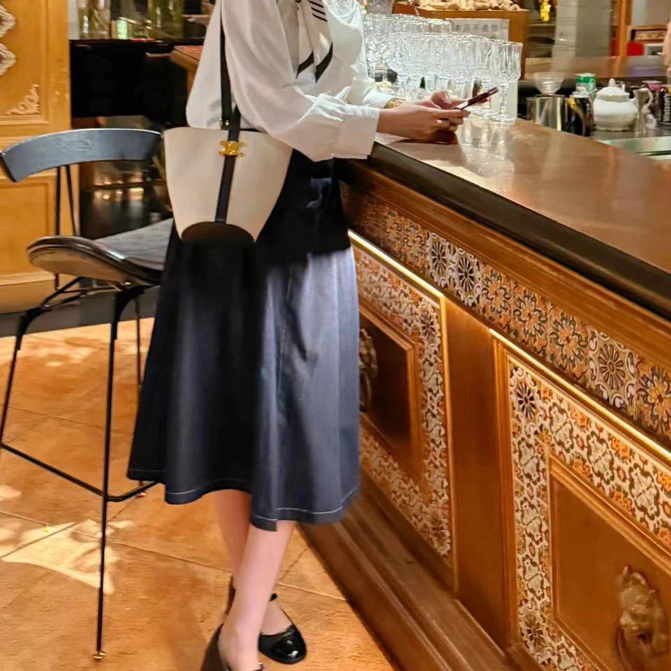 【芝士Cheese】贝多芬章 高腰意式薄款街头休闲气质牛仔半身裙