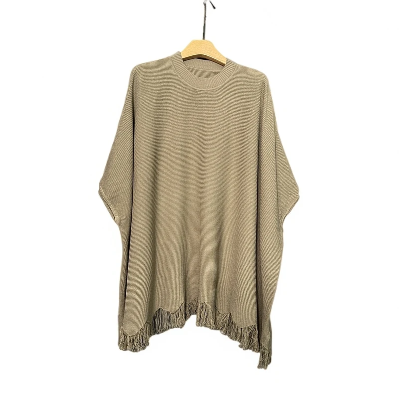 8856夏季大气宽松大版型针织流苏披肩外套百搭纯色气质时尚休闲