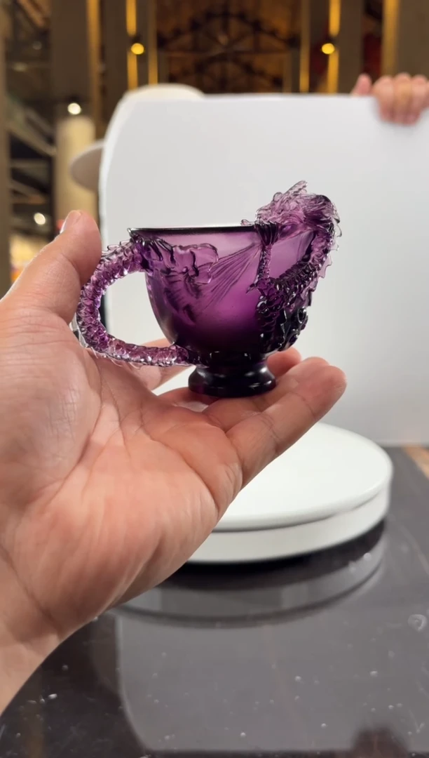 摆件嗨*紫罗兰祥龙咖啡杯