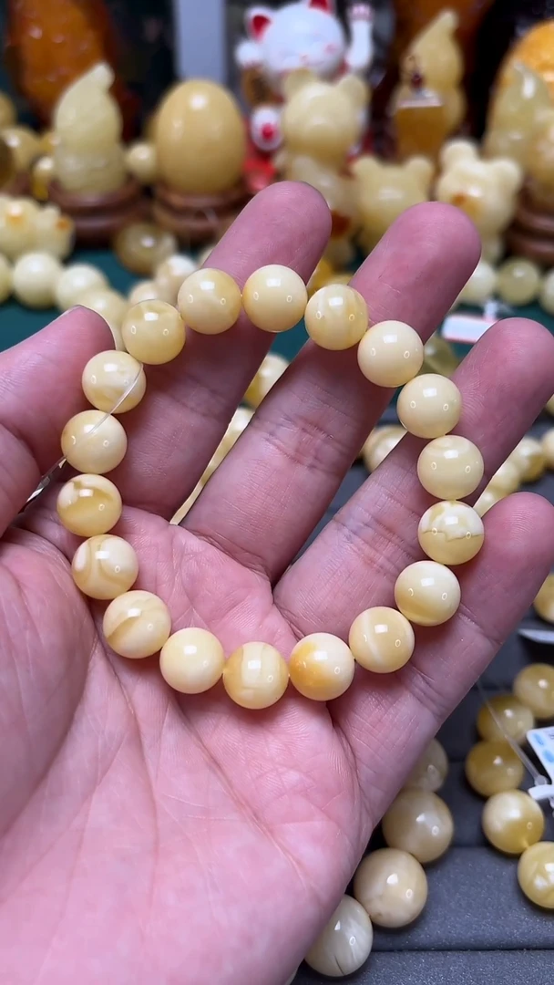 手串琥珀未镶嵌p40俄料浓蜡妖孽单圈 12.44克 10+mm