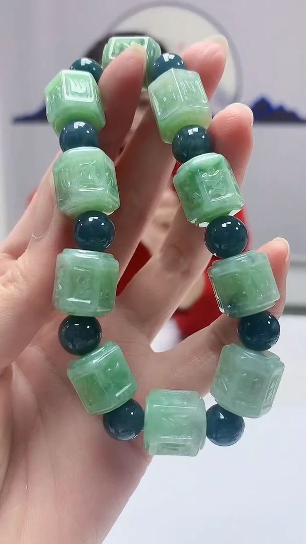 【闪购商品】定制翡翠未镶嵌4902zm-毛货手串37