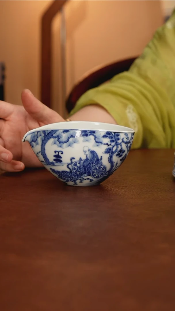 鬼谷子公道景德镇瓷器，青花瓷手绘茶具
