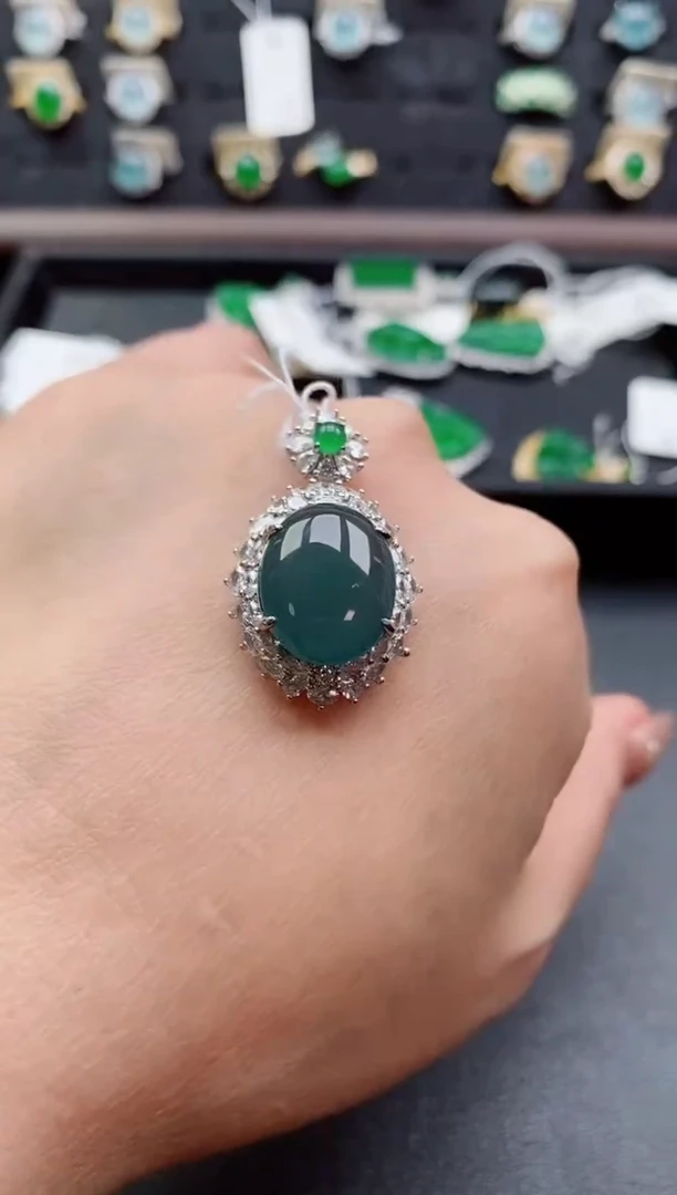 吊坠(不含链)银S925镶嵌翡翠1