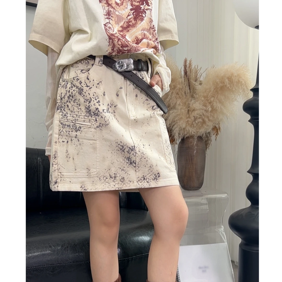 avvenn设计师品牌25春 蛇纹logo印花插肩袋牛仔短裙 ganjue买手店