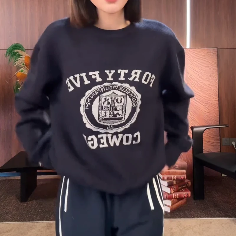 秋冬新款时尚百搭显瘦设计感圆领长袖卫衣LK2508575