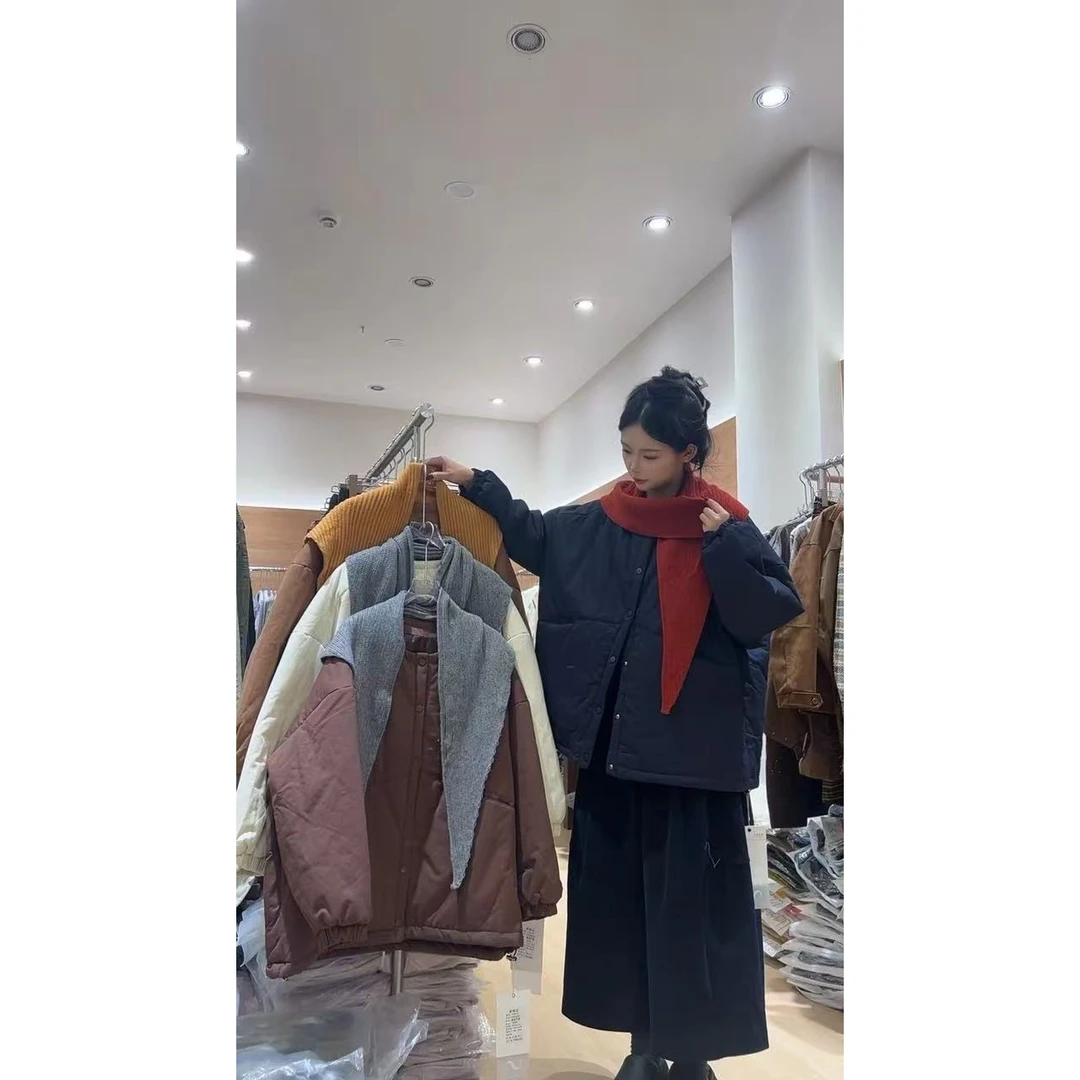 日常休闲长袖圆领夹棉保暖棉服外套YZ10S-8379