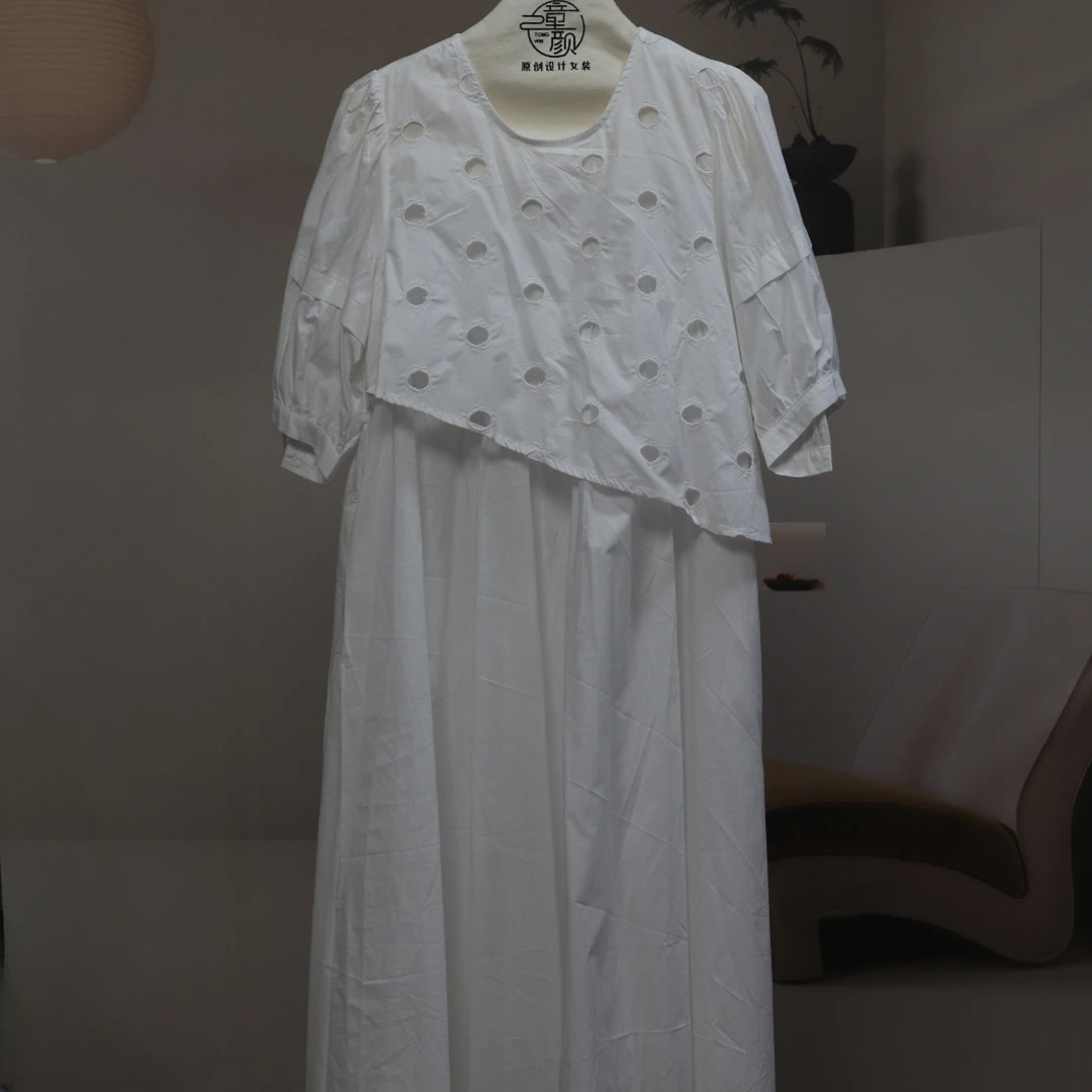【9539】高品质原创设计白色时尚百搭连衣裙马