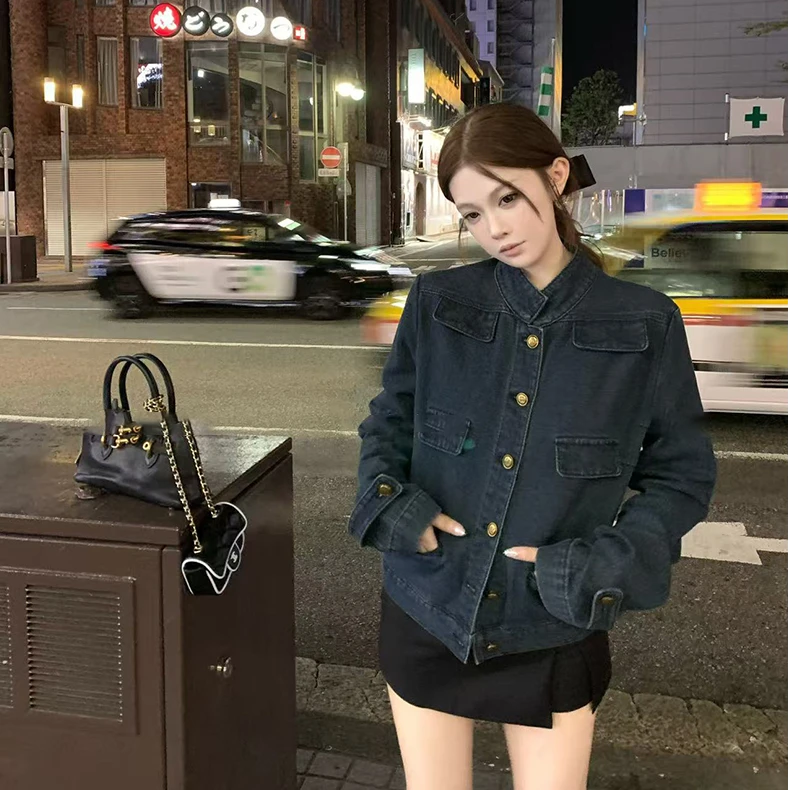 法式牛仔外套女春秋季新款复古老钱风高质感轻奢正肩宽松休闲上衣