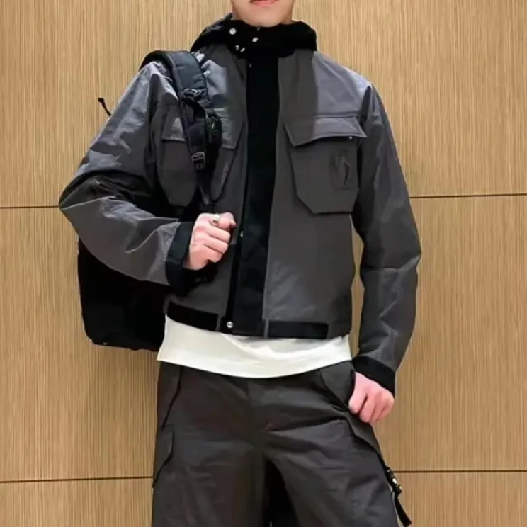 全新未使用 DIOR/迪奥 男士休闲连帽夹克129020短款时尚灰色黑色