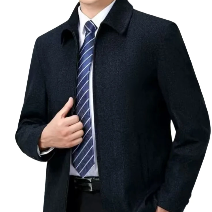 双旦特惠新版羊毛呢夹克男士商务经典领导行政翻领呢子休闲外套