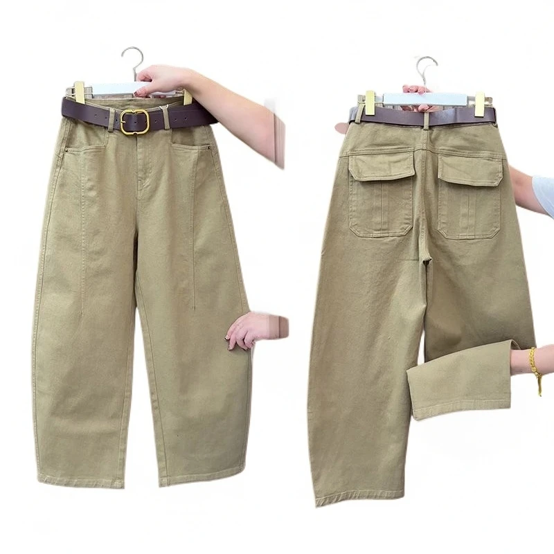 2025秋季新款弯刀裤大码女胖mm高腰休闲裤镰刀裤九分裤潮