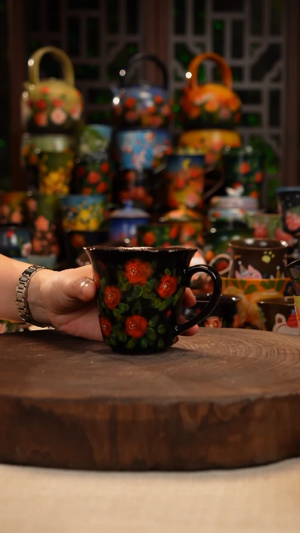 油画  手绘釉下彩