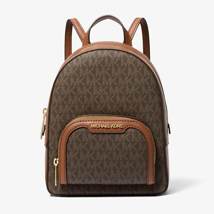 MICHAEL KORS/迈克高仕预售Jaycee棕色双拼经典老花迷你双肩包