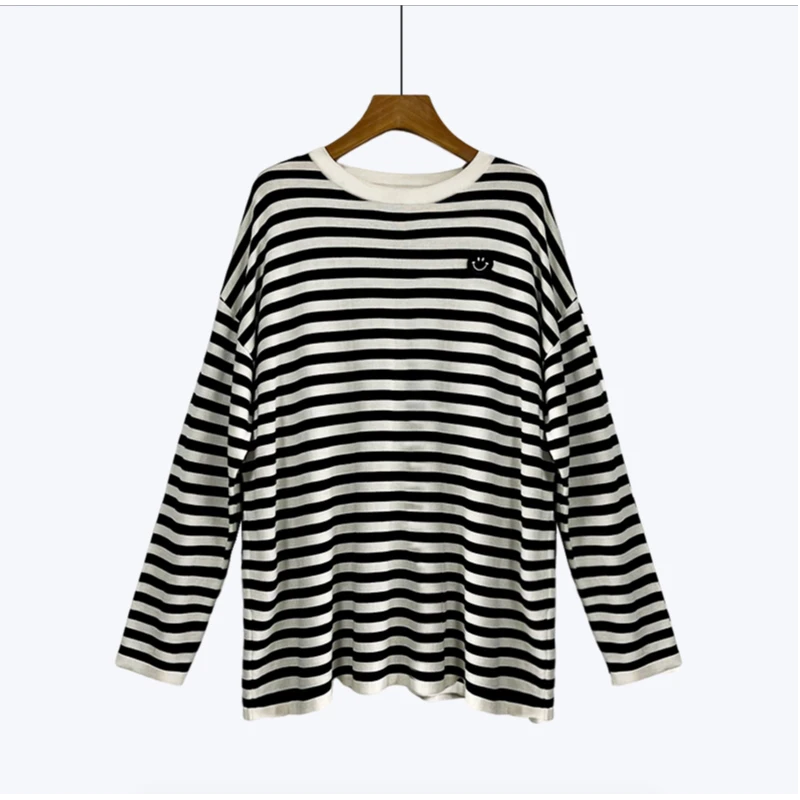 【笑脸条纹】外贸桑蚕丝真丝笑脸条纹上衣（22071001）20594