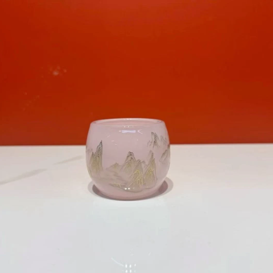 千里江山琉璃杯（粉）喝茶器具ZH671