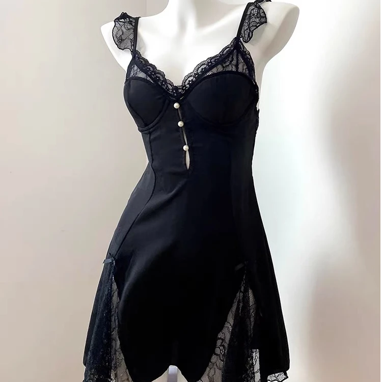 【CherryBaby】大女主轻奢蕾丝掐腰睡裙设计款性感战袍吊带