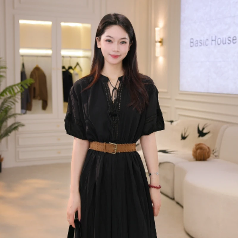 Basic House/百家好入秋穿搭一整套女装连衣裙子A字裙兰知春序风