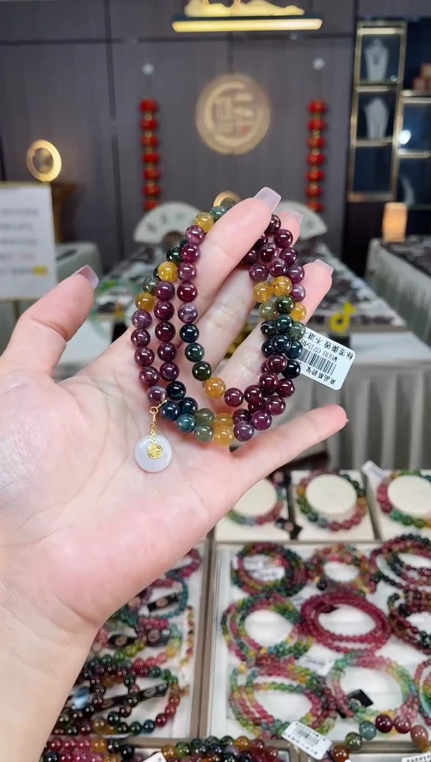 未镶嵌老矿碧玺彩虹三圈手串7mm+碧玺hon多样性发一条