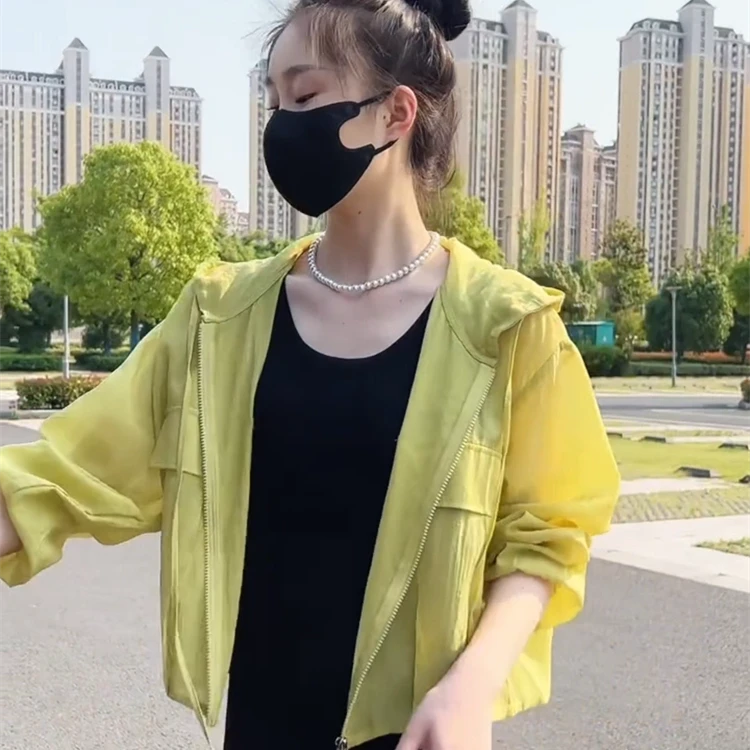 防晒衣女薄款外套短款夏季2025新款韩版高级感宽松连帽小个子上衣