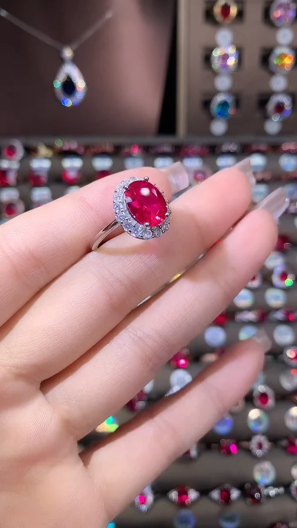 银S925镶嵌戒指红宝石810银