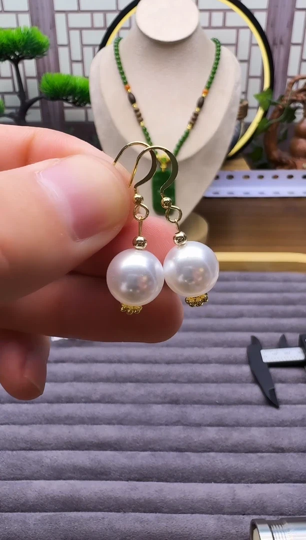 14K金镶嵌耳饰淡水珍珠E110