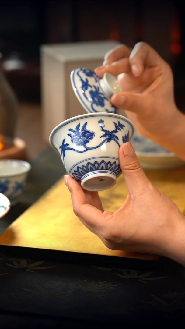 见山烧 秋葵香韵盖碗