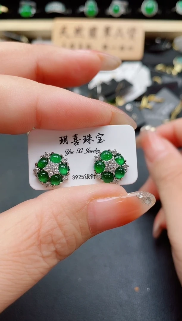 银S925镶嵌戒指翡翠1