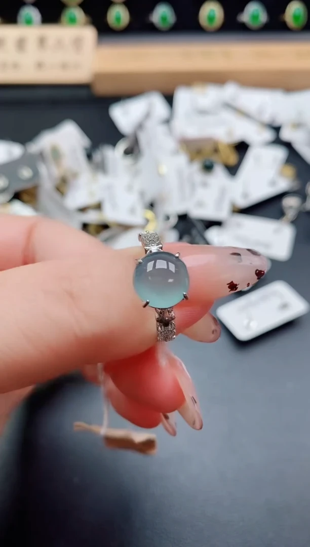 银S925镶嵌戒指翡翠1