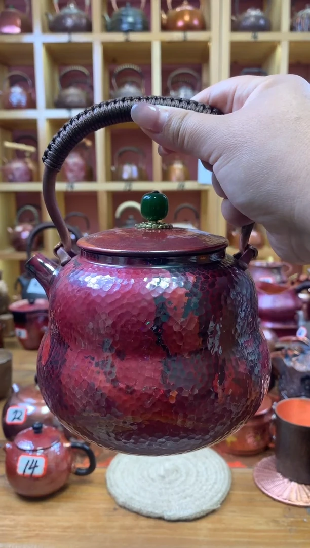 茜紫铜火烧红葫芦提梁壶