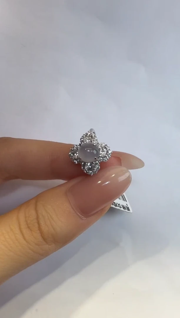 银S925镶嵌戒指翡翠925银镶缅甸A货翡翠戒指4