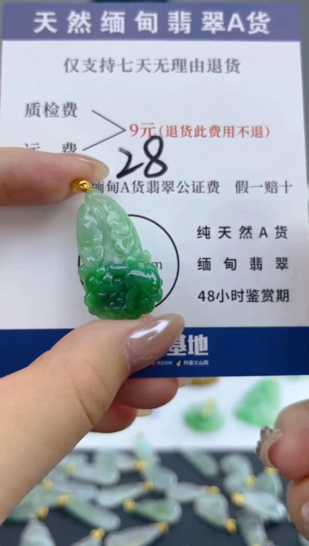 颈饰18K金镶嵌翡翠天然A货翡翠