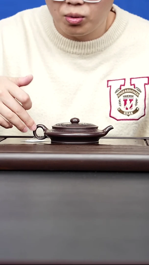 茶壶紫砂宜兴紫砂 虚扁龙山古乌泥 李传荣