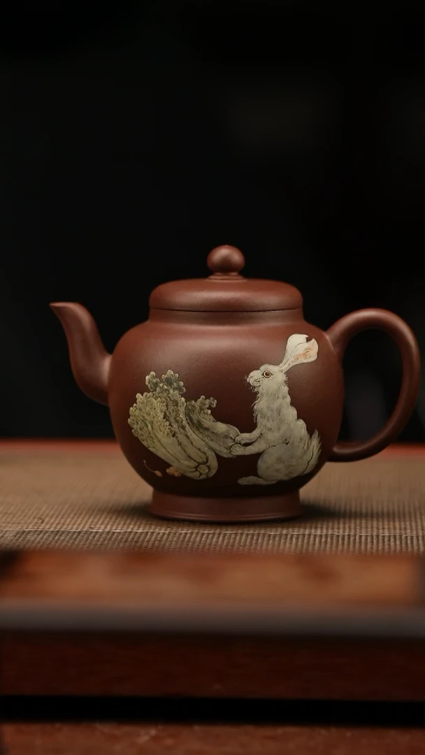 茶壶紫砂玉兔  220毫升