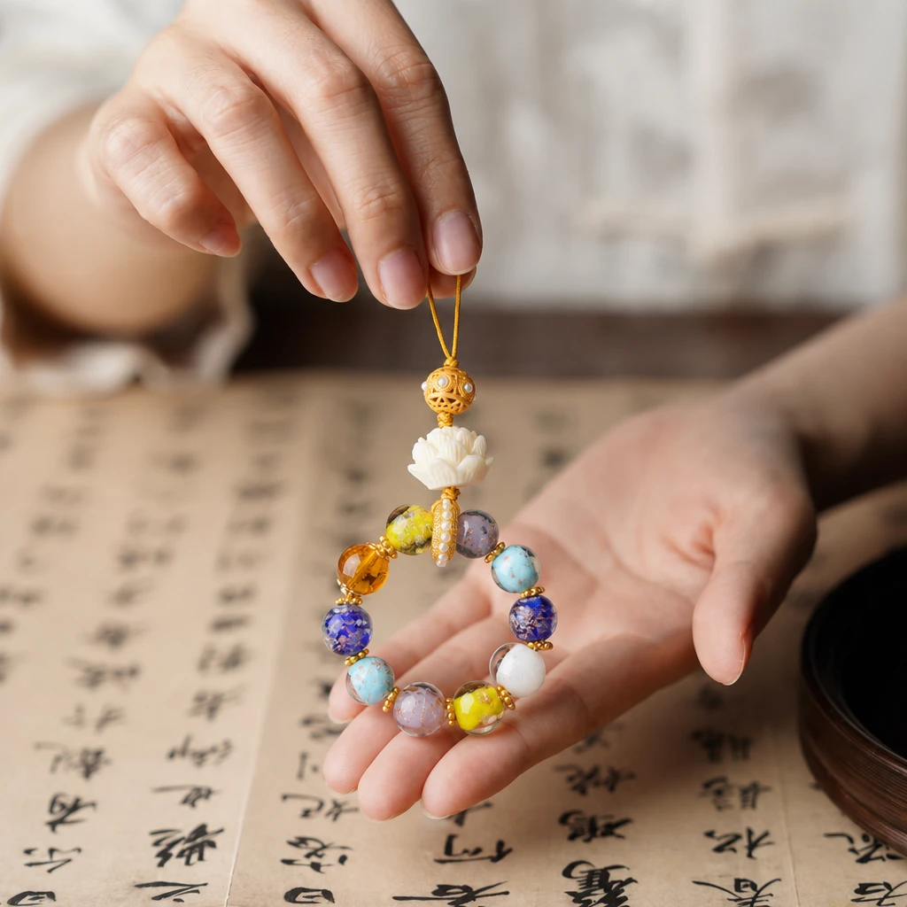 鼠 牛 虎 兔 猴 猪 蓝紫琉璃珠手机钥匙扣十二生肖车挂件