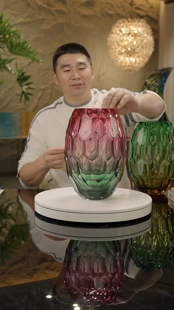 【闪购商品】摆件福利金红绿凹切面花瓶14号