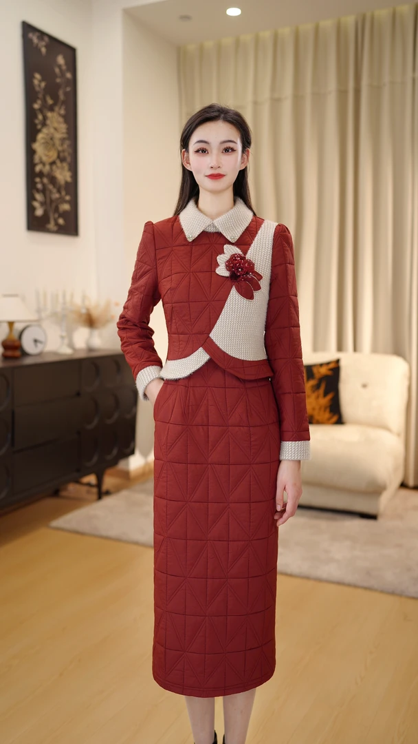 【 DLS5Q311】夹棉加厚改良旗袍轻奢冬季款收腰显瘦高端精致连衣裙