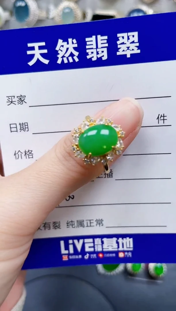 银S925镶嵌戒指翡翠400