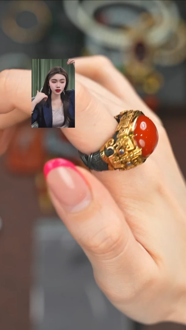 【闪购商品】南红玛瑙戒指18K金镶嵌1111111111111