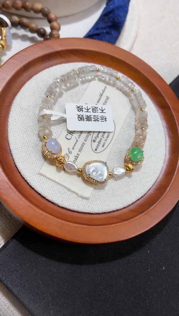 吊坠(不含链)银S925镶嵌翡翠手串