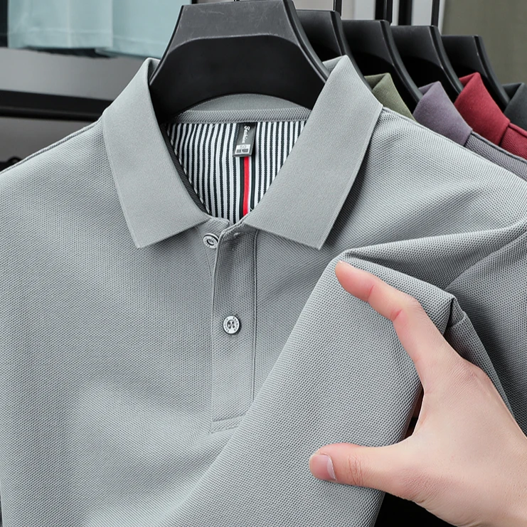 高品质100%纯棉短袖t恤男士夏季新款半袖带领Polo衫商务纯色上衣